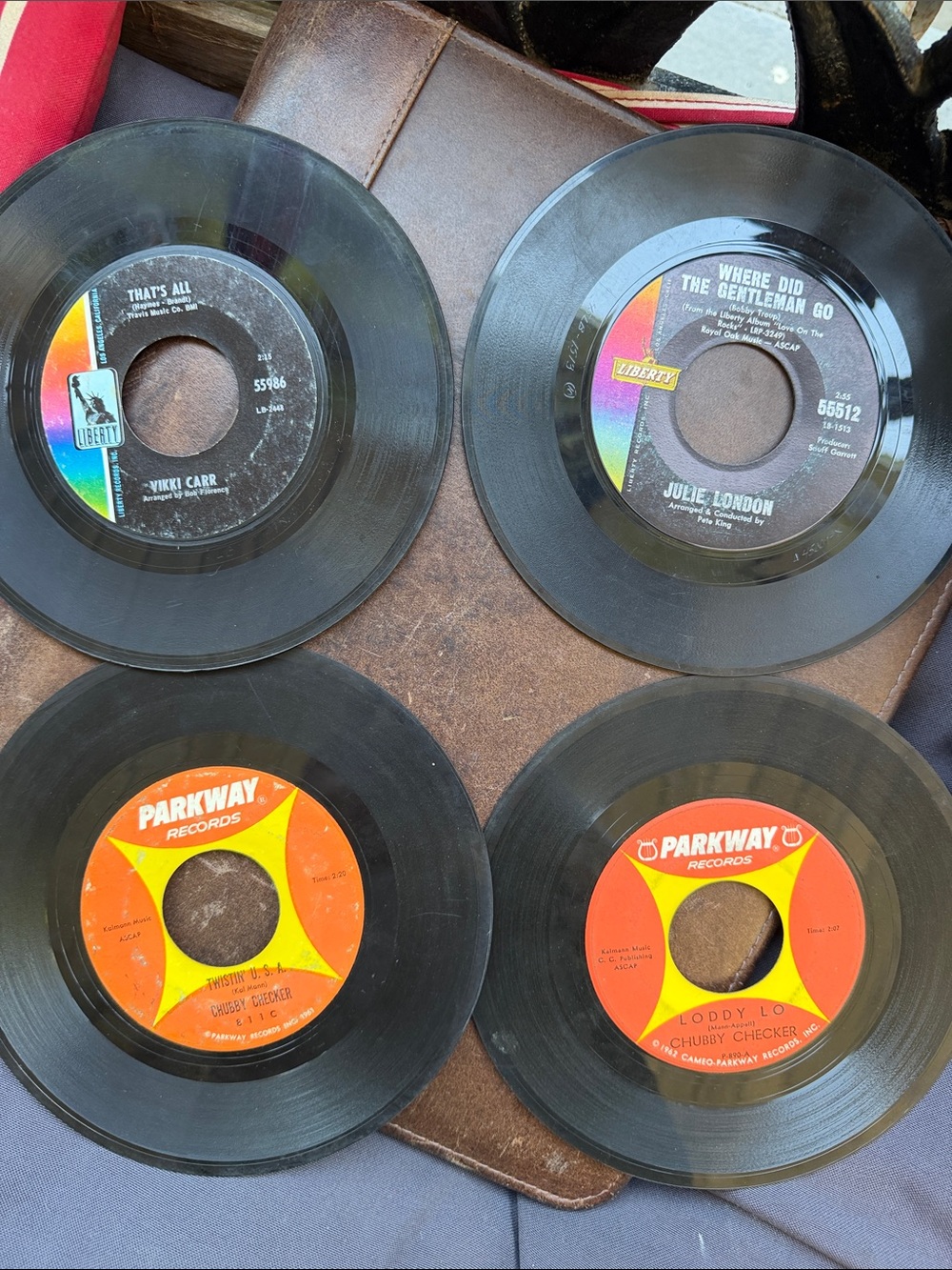 Parkway Orange and Black Vinyl 45 RPM Records - Parkway & Liberty Labels